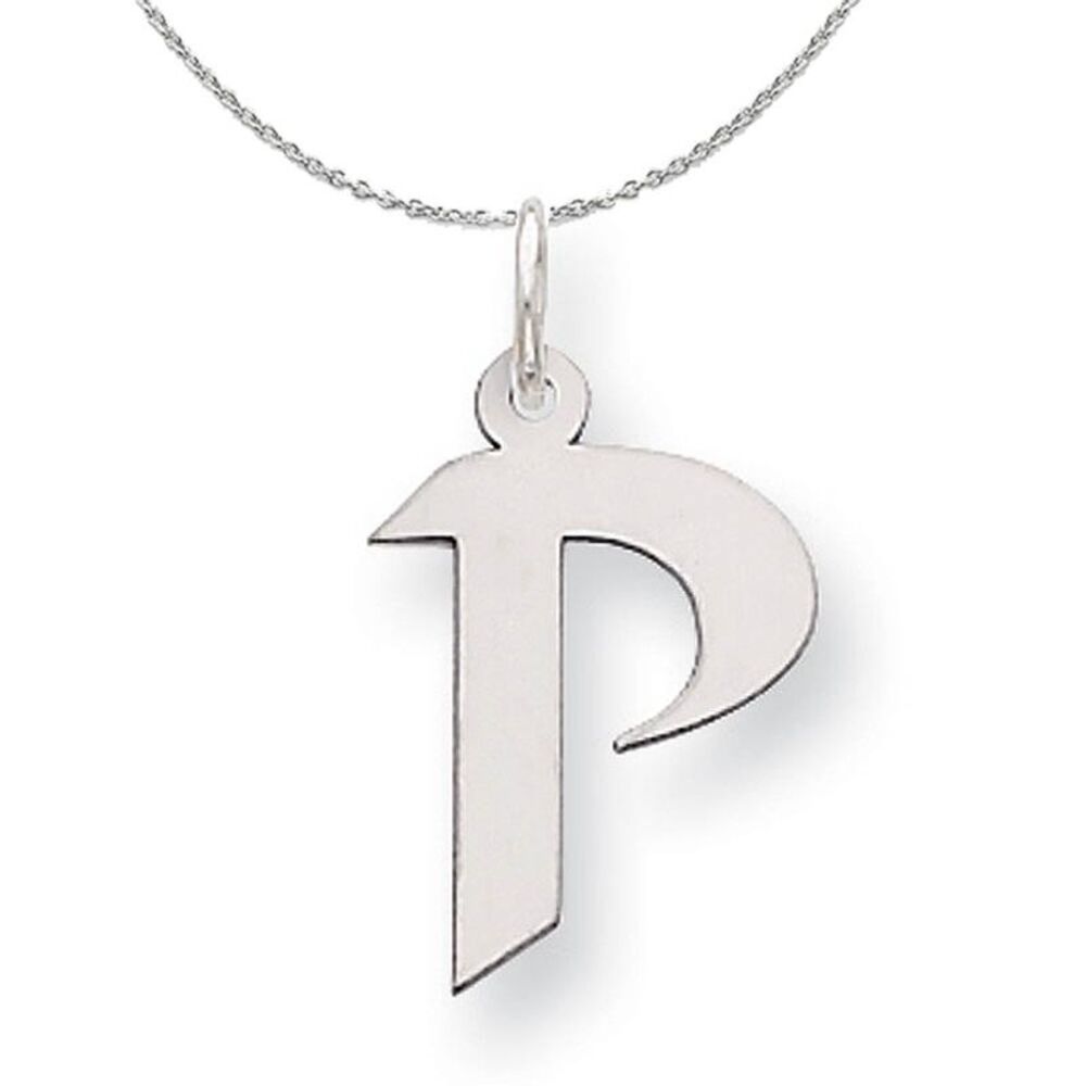 Silver Karlie Collection Block Initial Charm Letter P Necklace - 24 In
